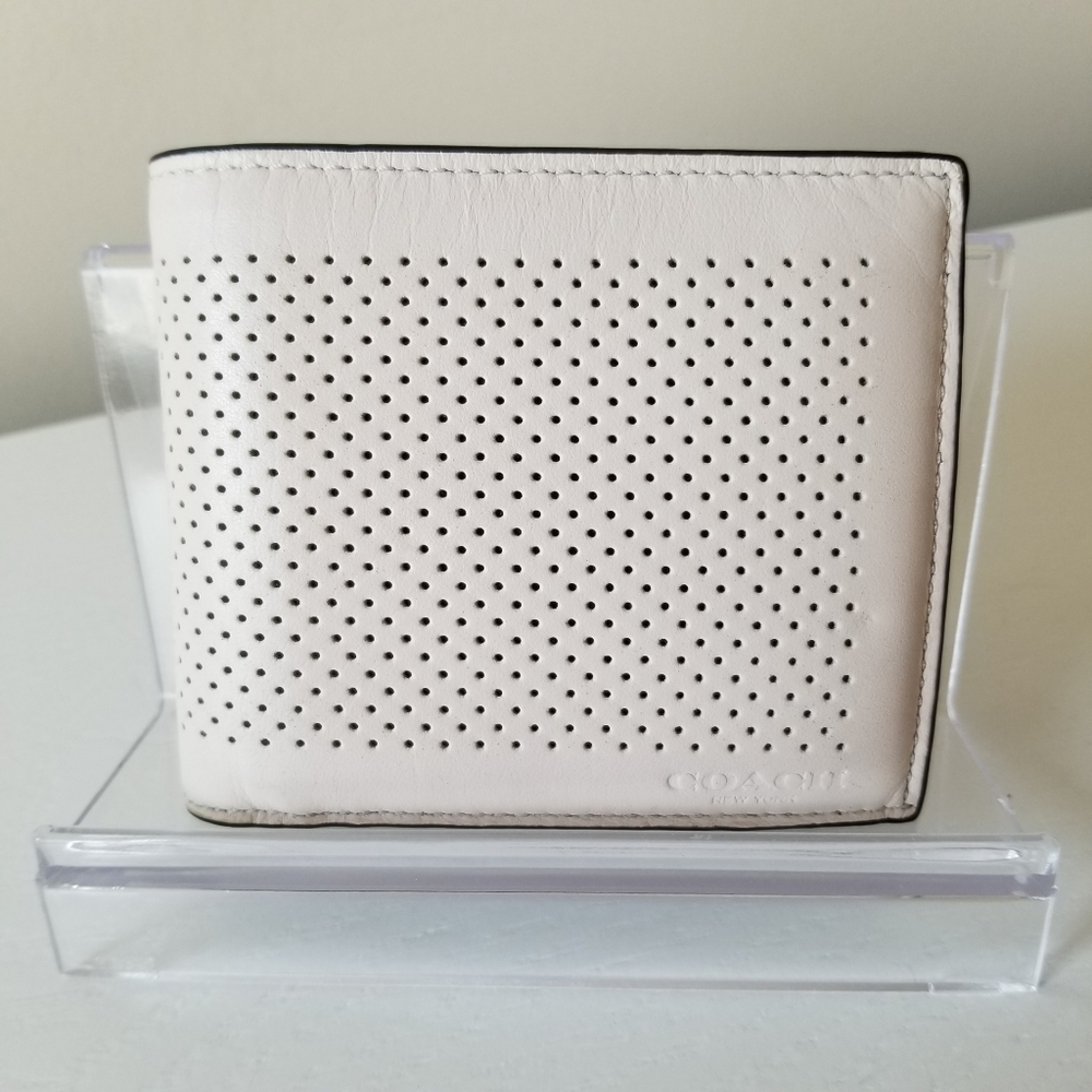 Coach Perforated Leather Bi-Fold Wallet With Removable Card Holder